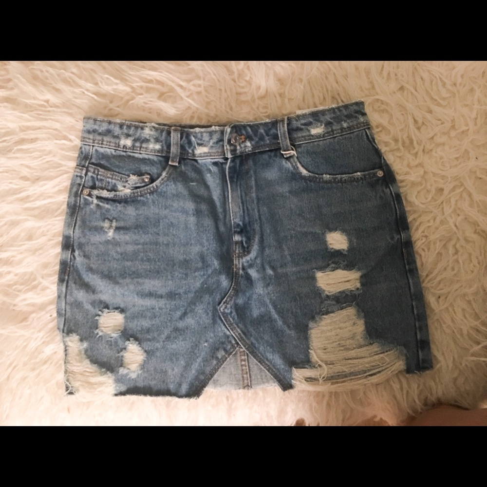 Zara Distressed Denim Mini skirt